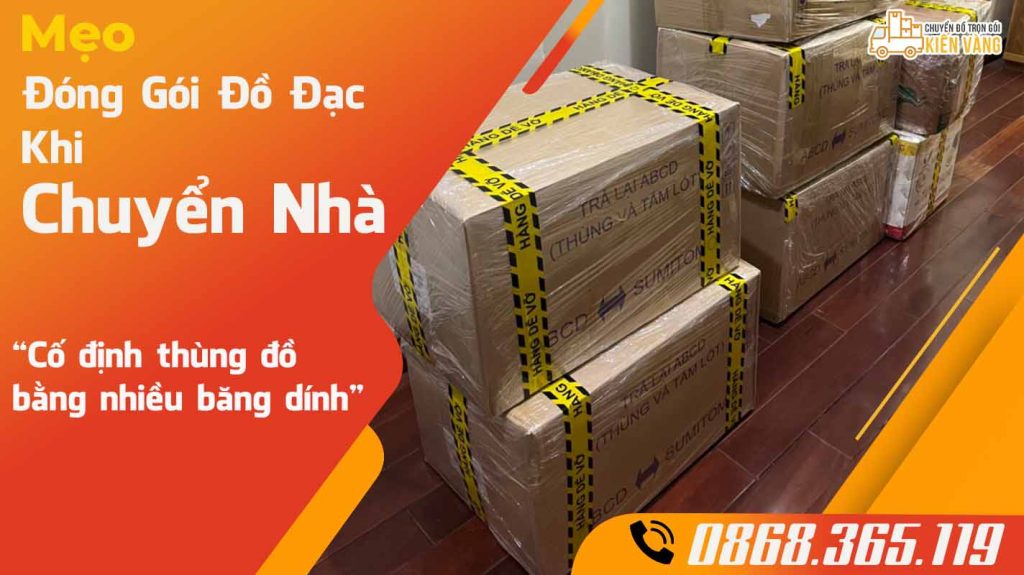 Cố định thùng đồ bằng nhiều băng dính